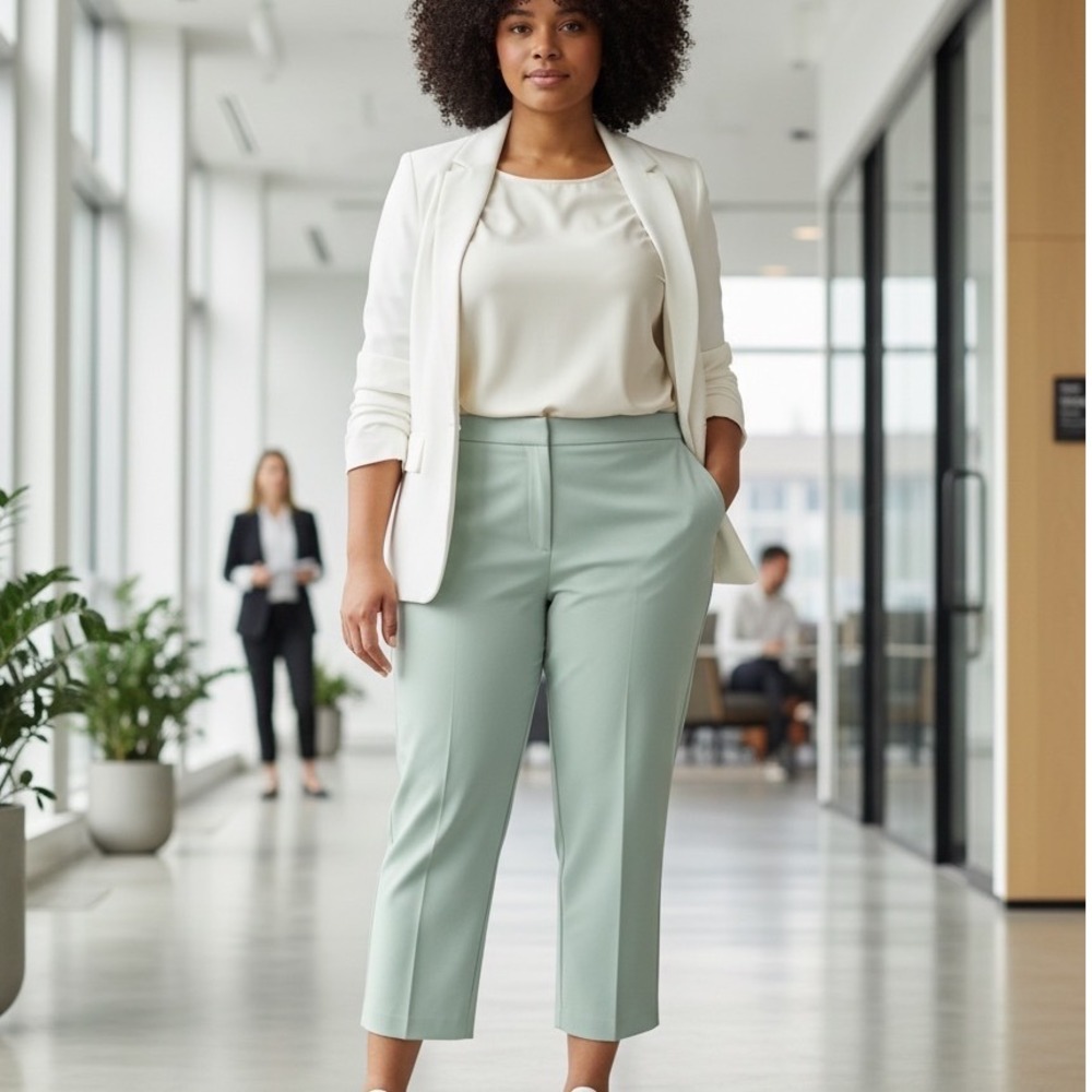 Lafayette 148 New York‎ Manhattan Seaglass Green Cropped Pants 20W New $388